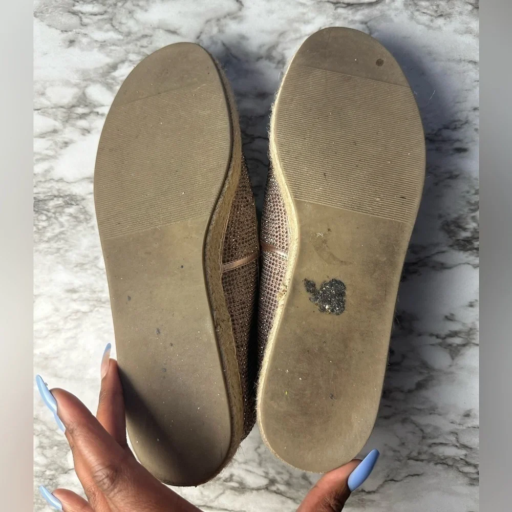 Kaari Blue Pink Rhinestone and Woven Slip On Shoes - Picture 6 of 12